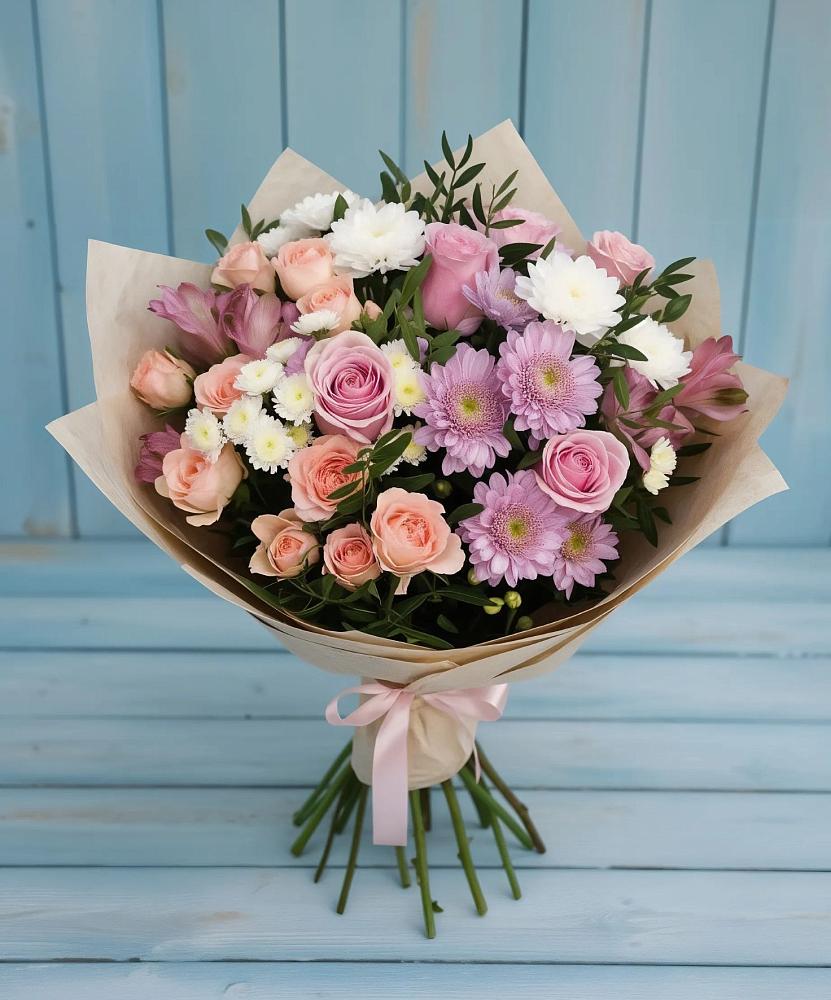 Букет цветов из: Хризантемы, Розы и Альстромерии в Ровеньках