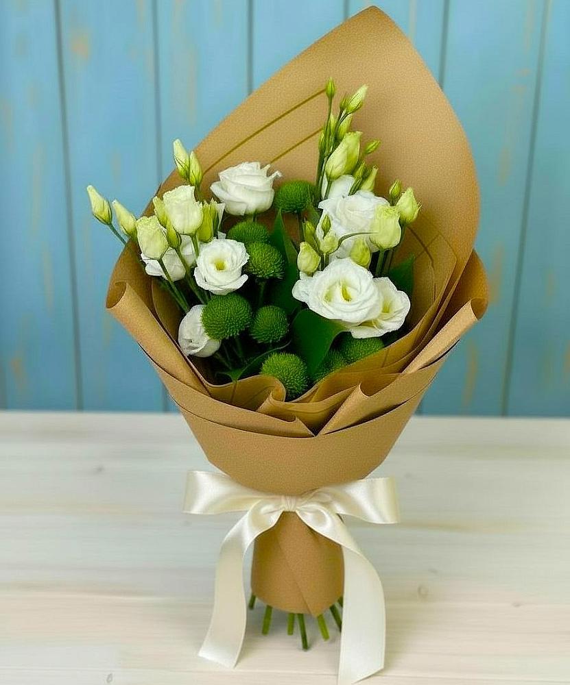 Букет цветов из: Хризантемы и Лизиантусы в Ровеньках