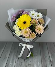 Букет цветов из:  Розы, Герберы и Хризантемы в Ровеньках
