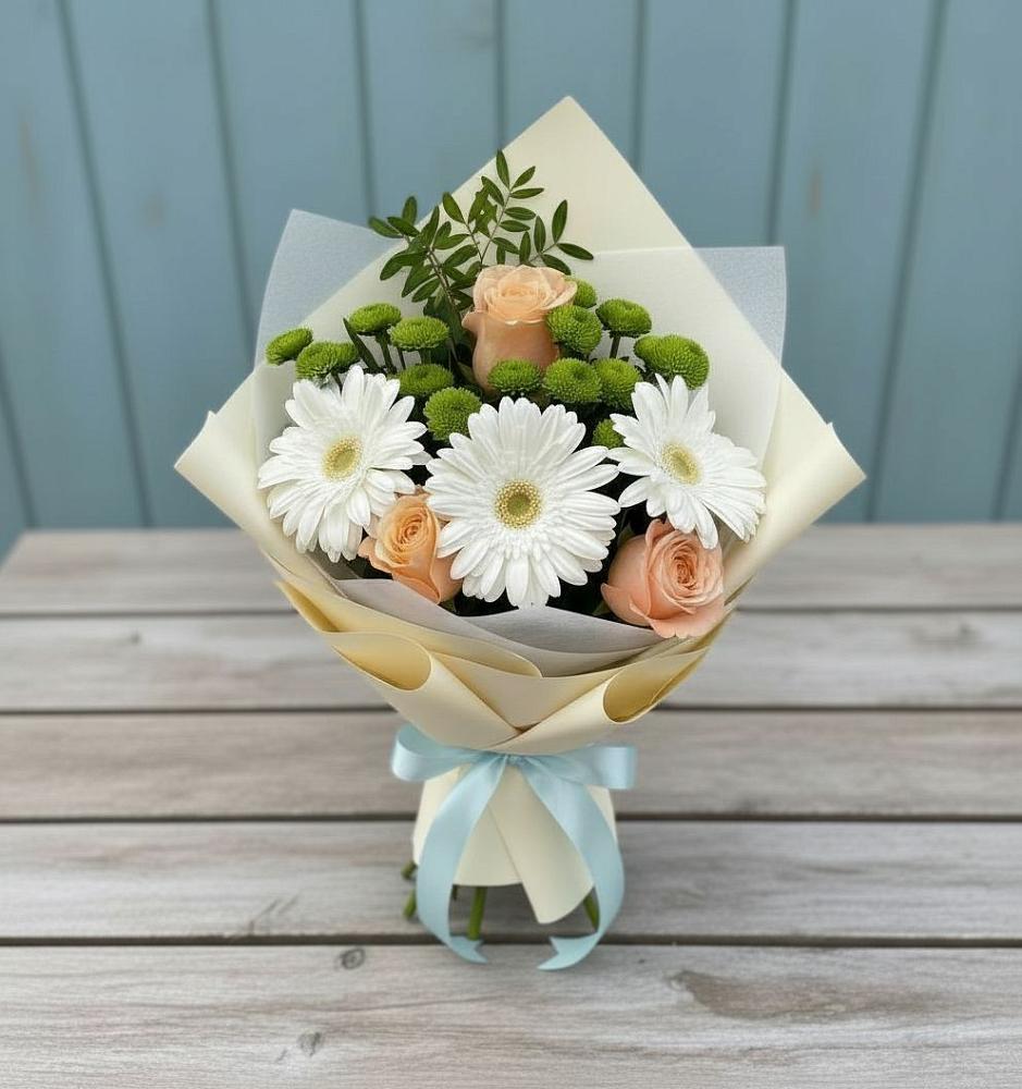 Букет цветов из: Герберы, Розы и Хризантемы в Ровеньках