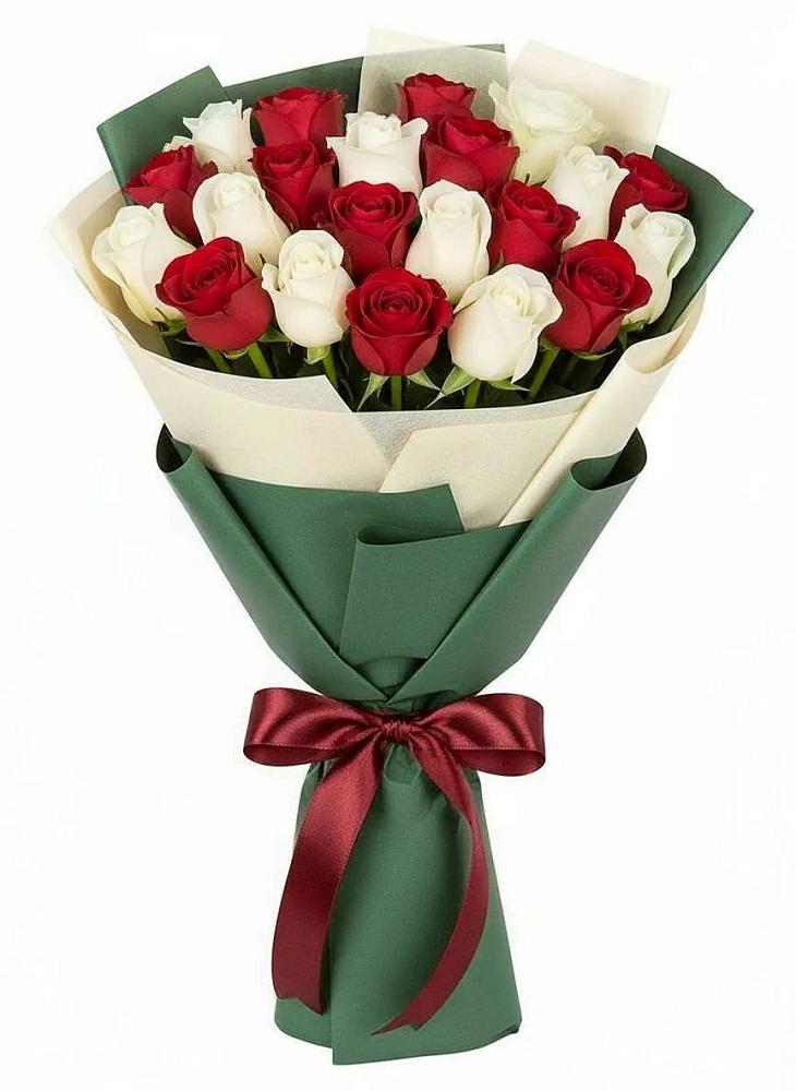 Букет Микс из красных и белых роз в Ровеньках