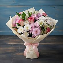 Букет цветов из:  Хризантемы, Альстромерии и Розы в Ровеньках