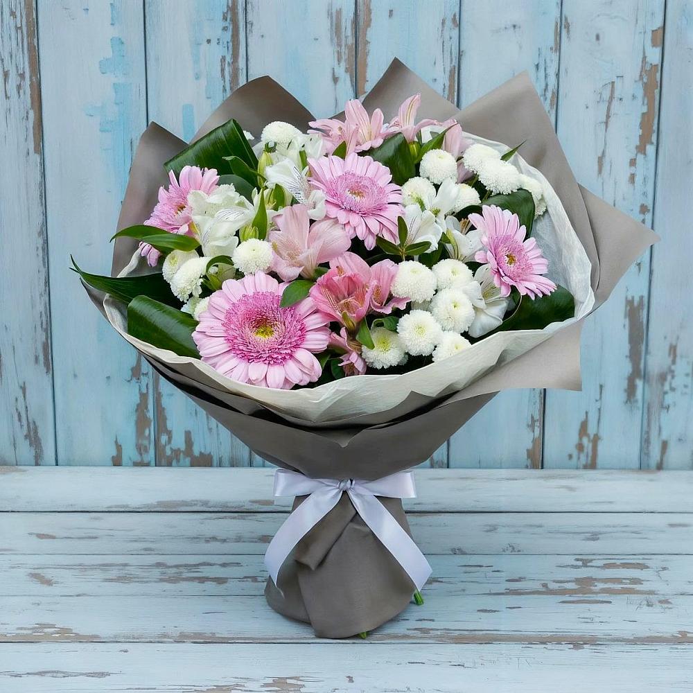 Букет цветов из: Герберы, Альстромерии и Хризантемы в Ровеньках